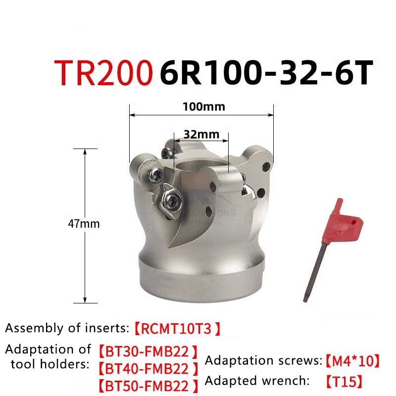 Indexable corner rounding face mill cutter Customizable TR200 Round Nose Milling Cutter RCKT10T3 RCKT1204 Open Rough and Smooth Machining Center R5 R6 Cutter Shandong Denso Pricision Tools Co.,Ltd.